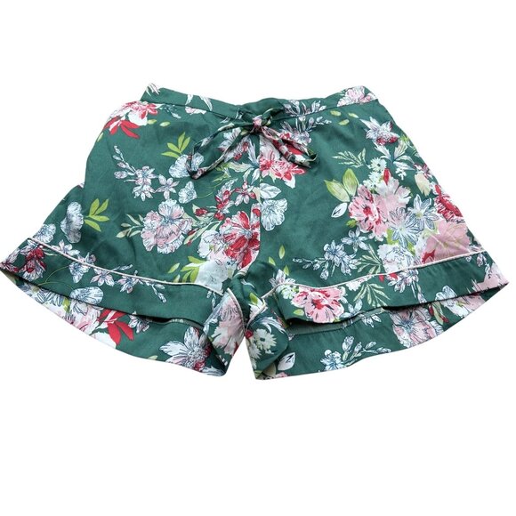 Cynthia Rowley Womens Floral Sleep Shorts - Green & Pink M - Picture 1 of 7